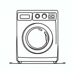 Washing machine in continuous line art style, AI Generation