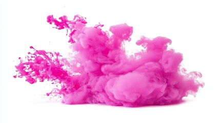 Fototapeta premium An explosion of pink smoke paint on a transparent background