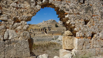 02_Panorama of the Fortress and the Ancient Necropolis of the ancient city of Tlos, Turkey.
