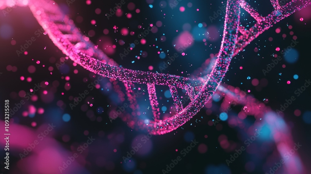 Poster structure of a human cell and dna molecule in a biotechnology medical research setting, with copy sp