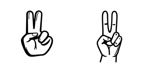 Obraz premium A contemporary line art icon of the V sign, indicating victory or peace, designed for use in apps and websites.