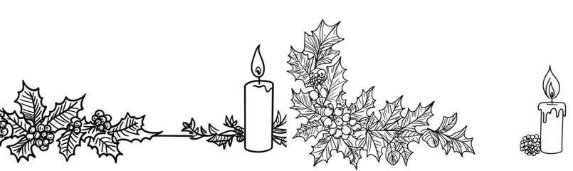 Fototapeta premium A continuous line drawing of festive Christmas decorations.