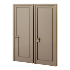 Two doors with a gold handle and a gold knob