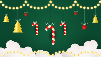 Colorful Christmas Seasons Design 3d Elements Background. Vector Illustration. Design Illustration for Cover, Print, Poster, Wallpaper, Background, Banner, Pamphlet, Presentation