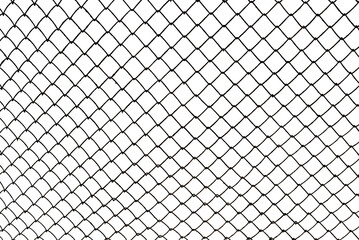 The texture of the metal mesh on a white background. Torn steel, metal mesh with holes