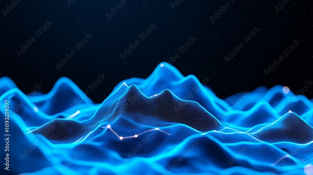 Leinwandbilder Background with dots and lines, connected by 3D rendering. Dark background. New technology background. Abstract background, coming together on dark background. 4K.