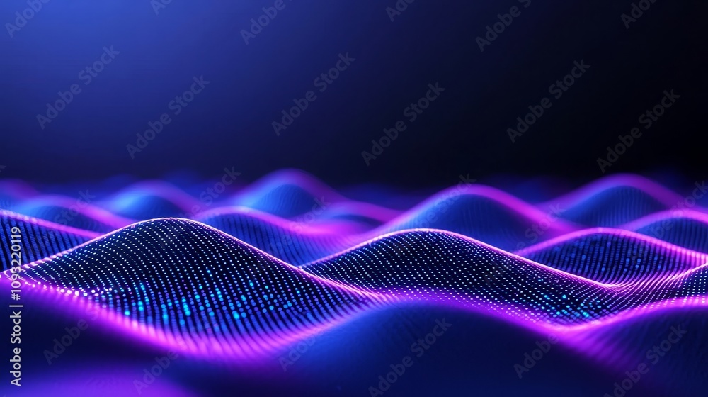Poster corporate concept with abstract wave technology background with blue light digital effect