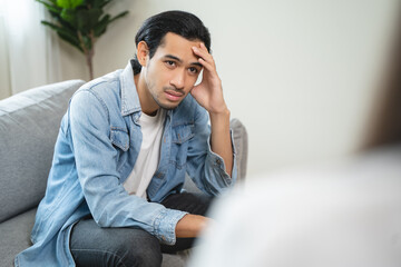 mental health care therapy concept, psychologist counseling to anxiety patient and giving guidance...