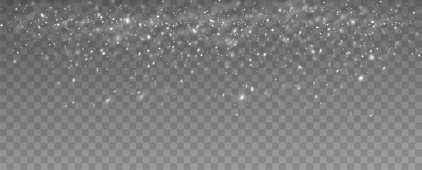 snowflakes on a transparent background. Snow storm effect. Winter snowfall.Christmas.	