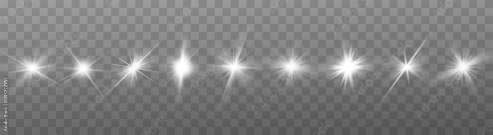 Poster white glowing light explodes on a transparent background. with ray. transparent shining sun, bright 