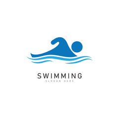 swimming logo vector illustration design template