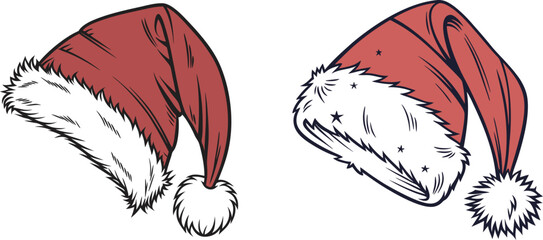 santa hat logo, christmas clothes object illustration. suitable for poster and web icon