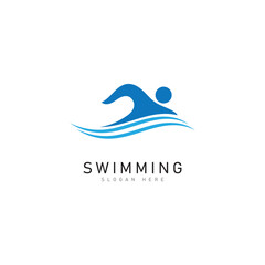 swimming logo vector illustration design template