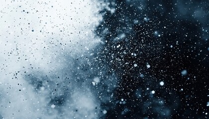 Obraz premium Abstract shimmering snowstorm with silver glitter particles swirling in the air, cosmic and magical, Fantasy, Digital artcloses up