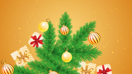 Green Orange and Red Vector Illustration Christmas Season Celebration 3d Background With Element. For Background, Banner, Pamphlet, Certificate and Presentation