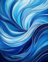 Abstract swirling blue waves. Dynamic design with shades of blue creating a mesmerizing effect.