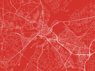 Christmas Map of Potsdam, Germany in Snowy White on Festive Red Background.