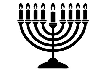 Hanukkah Menorah Silhouette - Traditional Menorah with Candles Vector Design