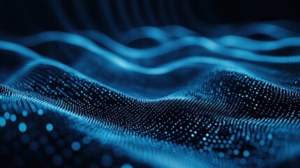 Abstract representation of digital waves in blue tones, showcasing fluid motion and depth.