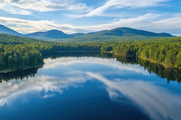 Fototapeta premium Serene Mountain Lake Reflecting Cloudscape