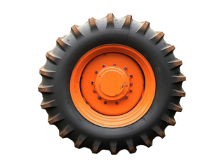 Heavy-duty tractor wheel isolated on transparent or white background, png