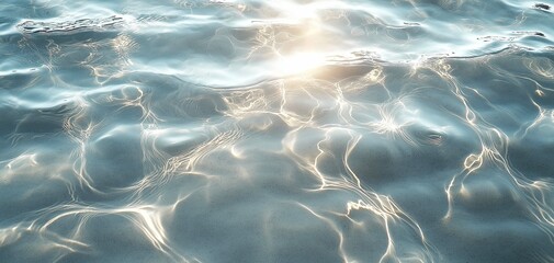 Tranquil Surface of Water with Reflective Ripples and Shimmering Sunlight Creating a Serene and Calming Atmosphere for Nature Photography