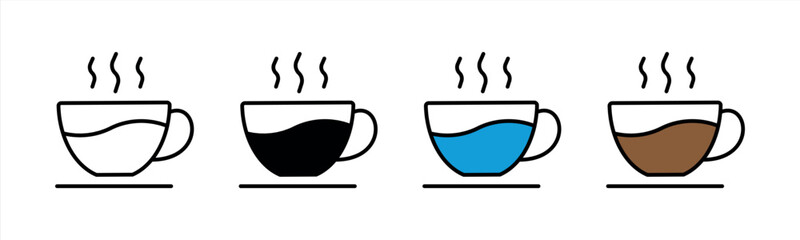 coffee cup icon set. hot cup beverage icon. vector illustration