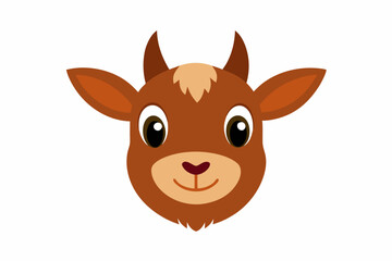 Cute Goat Face vector Art.