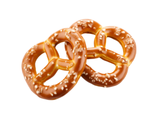 Salted pretzels isolated on transparent or white background, png