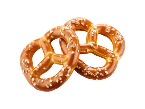 Salted pretzels isolated on transparent or white background, png