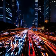 Fototapeta premium traffic light on the road at night