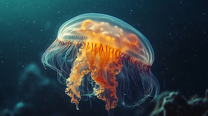 Fototapeta premium Majestic jellyfish swimming ocean depths nature photography underwater close-up marine life