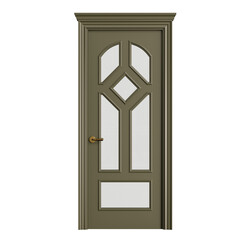 A door with a gold handle and a silver knob