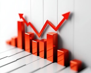 Dynamic 3D line graph showing steep upward growth, vibrant market trend visualization