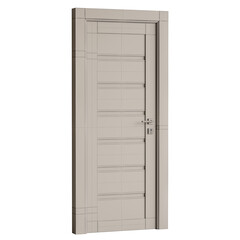 A door with a silver handle and a silver knob