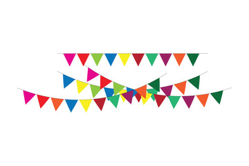 Obraz premium Colorful Party Flags Celebration background for Birthday party, Celebration Event flag decoration. Vector illustration.