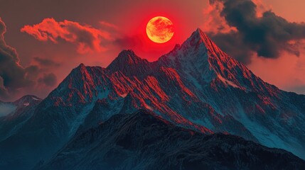 Full moon over mountains