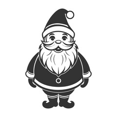 Cute Santa Claus Silhouette. Black and White Design. Christmas Holiday Design Template. Illustration