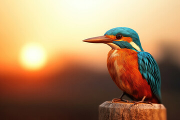 Fototapeta premium Majestic Kingfisher in Medieval Art, vibrant colors, intricate details, dynamic composition, ideal for text placement, ultra HD quality.