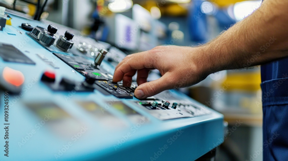 Poster Hand Reaching for a Button on a Control Panel