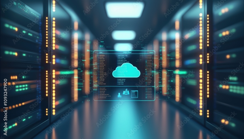 Poster cloud security dashboard data center digital interface high-tech environment virtual view cybersecur