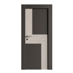 A door with a wooden frame and a black frame