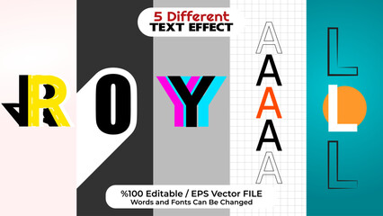 Five different editable text effects