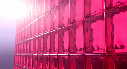 Obraz premium Pink Glass Rectangle Bricks, Light Refracting Crystal Art, Elegant 