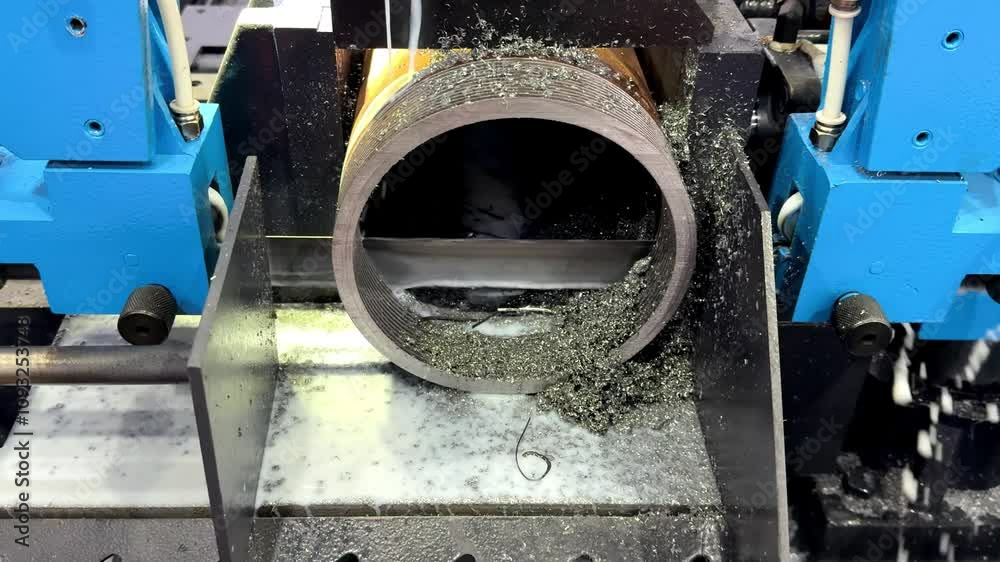 Sticker industrial metal working cutting process the raw material bar clmaping on the cnc lathe machine
