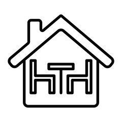 Dining Room Vector Line Icon Design