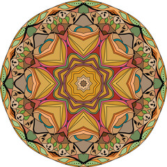 Colorful cute Mandala. Decorative unusual round ornaments.