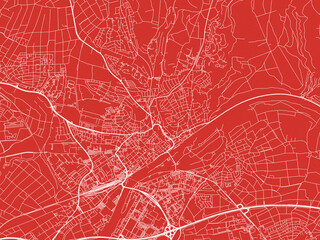 Christmas Map of Schweinfurt, Germany in Snowy White on Festive Red Background.