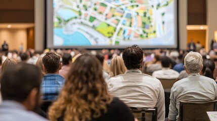 A community gathering to discuss water conservation strategies. 