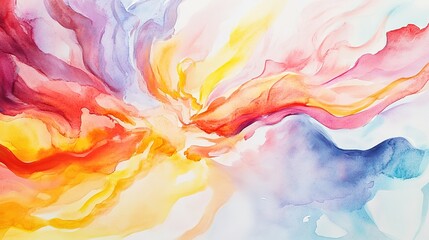 Bright watercolor explosion in warm and cool tones